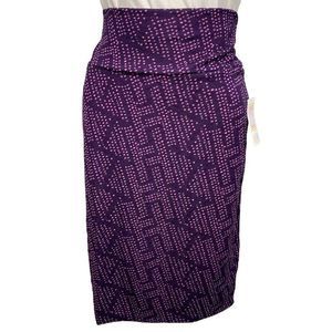 LuLaRoe Cassis Purple Pink Dots Stretch Crepe Pencil Straight Skirt Small NEW